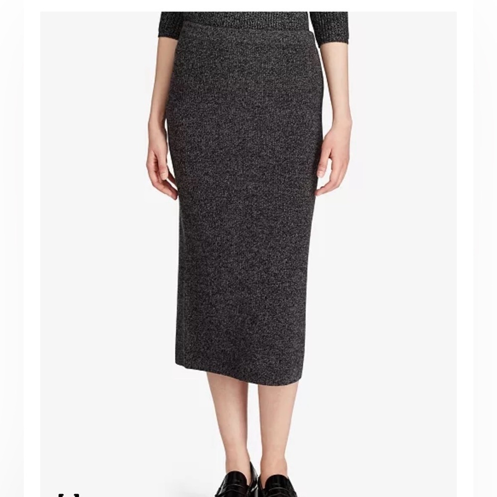 Polo Ralph Lauren Wool Cashmere Blend Grey Pencil Midi Skirt Size XS